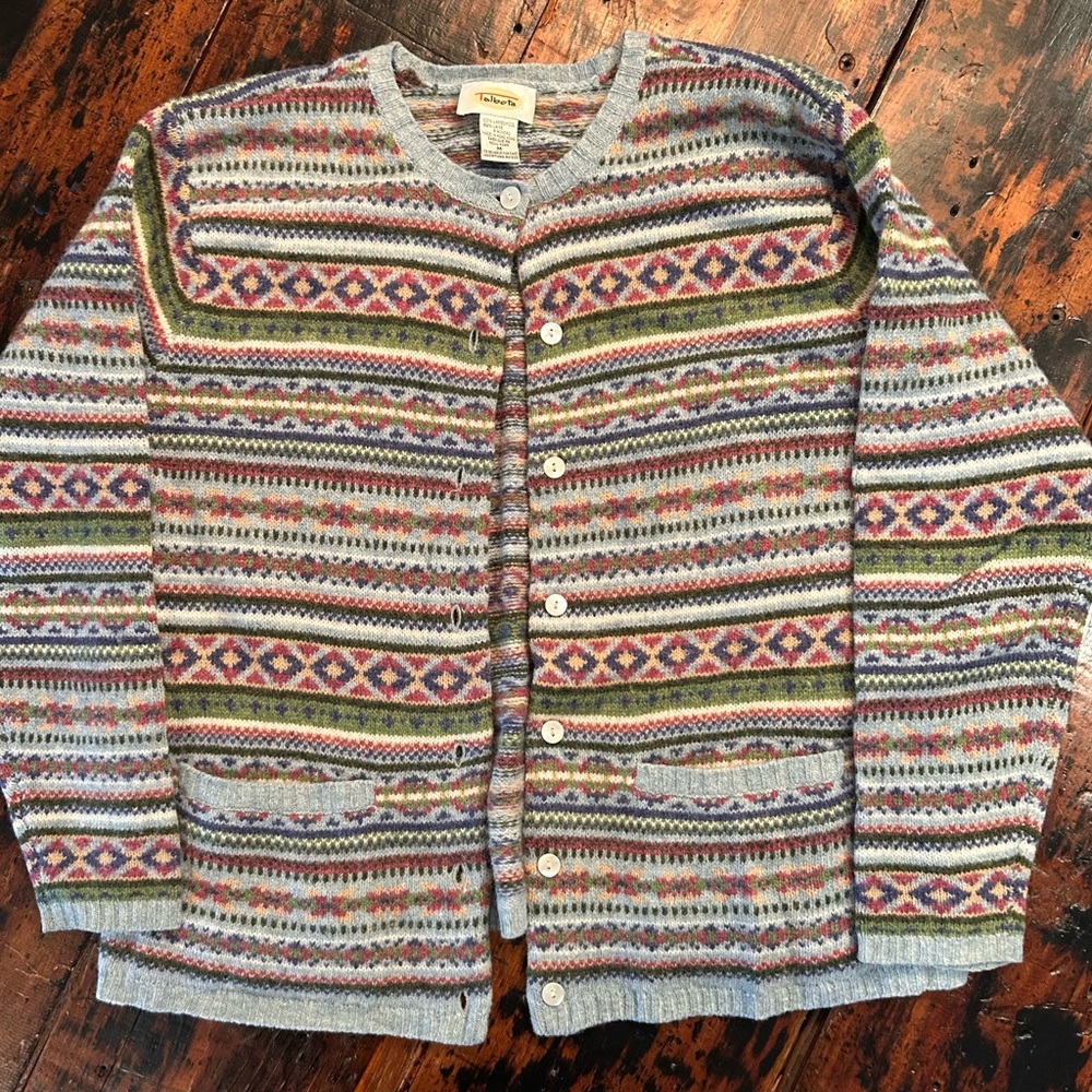 Talbots Multicolor Patterned Woman’s  Vintage Cardigan